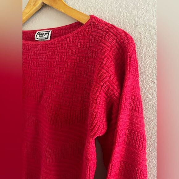 Vintage Keneth‎ Too! SZ S/M Red Crew Neck Sweater Classic Knit 80s - Picture 10 of 16